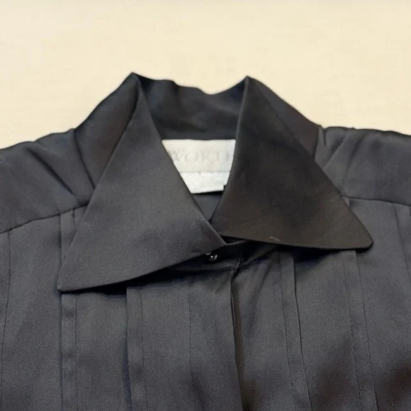 Vintage WORTH 100% Silk Black Button-Up Blouse - Picture 3 of 10